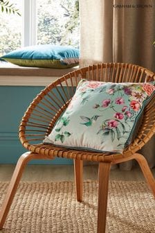 Graham & Brown Blue Etheral Floral Feather Filled Cushion