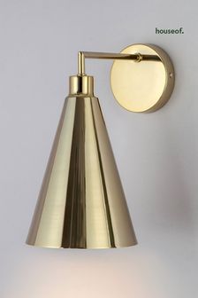 Houseof. Brass Metal Cone Shade Wall Light