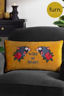 Furn Gold Inked Wild Velvet Piped Feather Filled Cushion