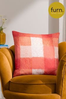 Furn Pink Alma Check Feather Filled Cushion
