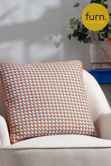 Furn Orange Marttel Geometric Jacquard Feather Filled Cushion
