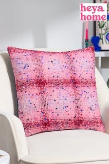 heya home Pink Connie Check Jacquard Feather Filled Cushion