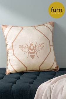 Furn Gold Bee Deco Geometric Polyester Filled Cushion