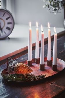 Ivyline Copper Christmas Oval Centrepiece Metal with Magnetic Candle Holders