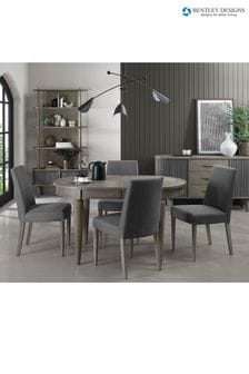 Bentley Designs Silver Grey Monroe Extending 4-6 Seater Dining Table And Slate Grey Chairs Set