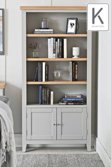 K Interiors Grey Windsor Solid Wood Large Bookcase