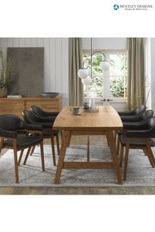 Bentley Designs Rustic Oak Camden Extending 6-8 Seater Dining Table and Vintage Arm Chairs Set