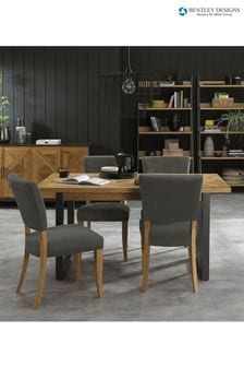Bentley Designs Rustic Oak Black Indus Extending 4-6 Seater Dining Table and Chairs Set