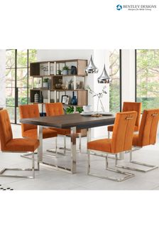 Bentley Designs Satin Nickel Tivoli Extending Table 6-8 Seater Dining Table and Chairs Set