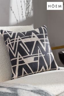 HÖEM Blue Vannes Embroidered Polyester Filled Cushion