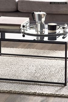Julian Bowen Smoked Glass and Black Chicago Square Coffee Table
