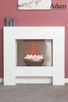 Adam White Cubist Electric Fireplace Suite