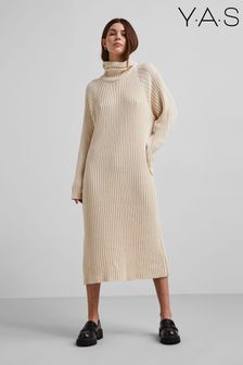 Y.A.S Cream Roll Neck Maxi Knitted Dress (R06413) | £55