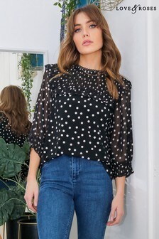 navy polka dot blouse uk