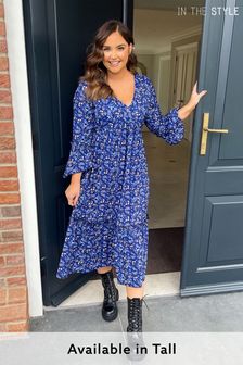 In The Style Jac Jossa Floral Print Tiered Long Sleeve Maxi Dress