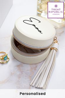 Personalised White Jewellery Case with Tassel by Treat Republic