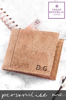 Personalised Natural Vegan Leather Cork Wallet by Treat Republic