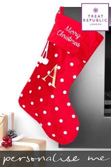 Personalised Red Polka Dot Christmas Stocking by Treat Republic (R09172) | £20