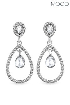 Mood Silver Plated Crystal Pear Shape Drop Earring (R09231) | £10