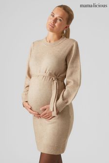 Mamalicious Cream Puff Sleeve Knitted Dress (R10564) | £38