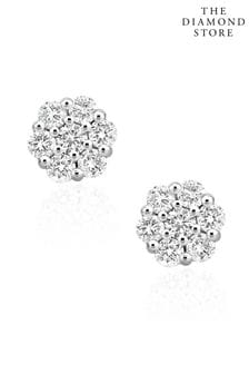 The Diamond Store White Lab Diamond Cluster Earrings 0.50ct H/SI Quality set in 9K White Gold (R10602) | £315