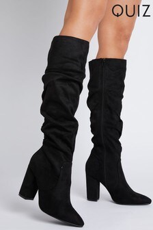 Quiz Faux Suede Rouched Boot