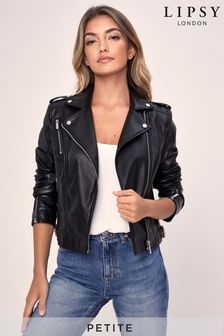 Lipsy Black Petite Faux Leather Biker Jacket (R13509) | £58