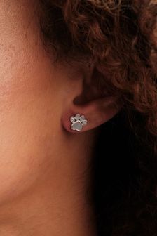 Simply Silver Paw Print Earring