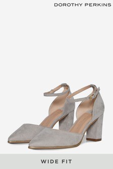 grey wide fit court shoes