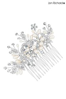 Jon Richard Silver Plated Crystal Pearl And Pave Leaf Spray Comb (R22562) | £35
