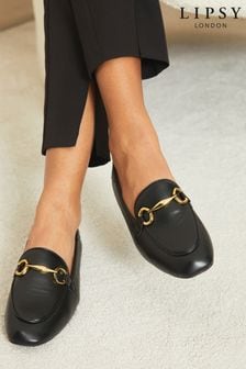 Lipsy Black Snaffle Trim Flat Faux Leather Loafer (R24079) | £36