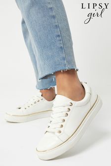 Lipsy White Metal Lace Up Trainers (R24692) | £22 - £26