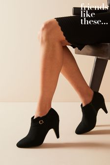 Friends Like These Black Suedette Regular Fit Mid Heeled Shoe Bootie (R24873) | £36