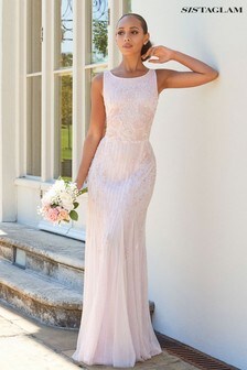 sistaglam cap sleeve embroidered midi dress