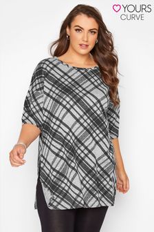 Yours Cut & Sew Check Oversized T-Shirt