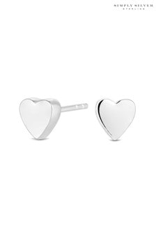 Simply Silver 925 Polished Thick Heart Stud Earring