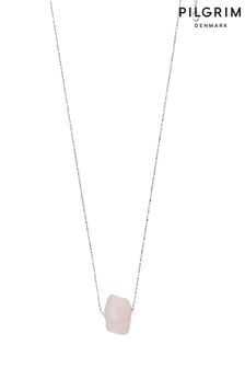 PILGRIM Silver Heart Chakra Rose Quartz Necklace (R38976) | £25