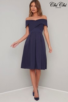 blue bardot dress uk