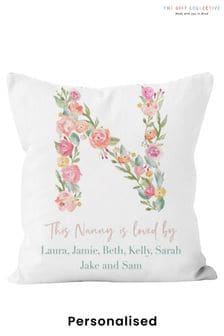 Personalised Floral Letter Nanna Cushion by Gift Collective