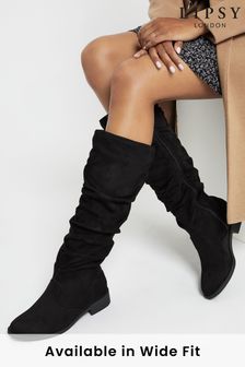 Lipsy Ruched Flat Knee Boot