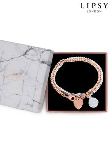 Lipsy Jewellery 2-Tone Diamond Cut Locket Bracelet Set