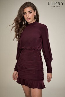 long sleeve v neck sequin dress