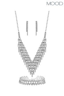 Mood Silver Plated Crystal 3 Piece Shower Matching Jewellery Set (R61873) | £20