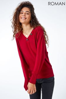 Buy Women's Jumpers Red V-Neck Knitwear 