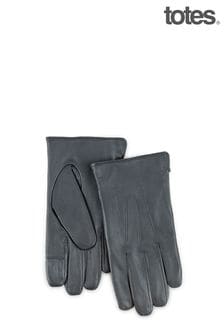 Totes Mens 3 Point Leather Glove W Water Repellent Smartouch