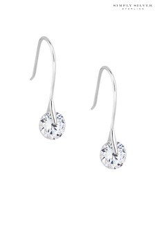 Simply Silver 925 with Cubic Zirconia Round Brilliant Drop Earrings