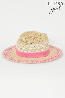 Lipsy Pink 1 Straw Fedora Hat Older (R74529) | £13 - £14