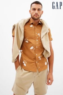 Gap Brown Stretch Poplin Shirt in Slim Fit (R75823) | £25