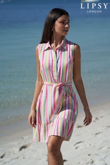 Lipsy Rainbow Regular Sleeveless Tiered Shirt Dress (R77214) | £19