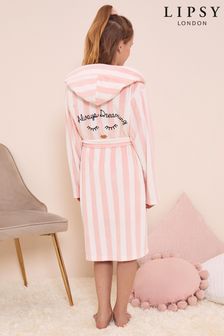 Lipsy Pink Stripe Velour Dressing Gown (R77635) | £22 - £26